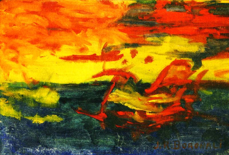 painting by j.r. boronali: sunset over the adriatic